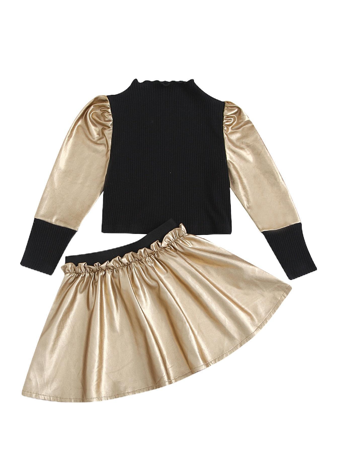 Girls PU Leather Short Skirt Suit GO buy