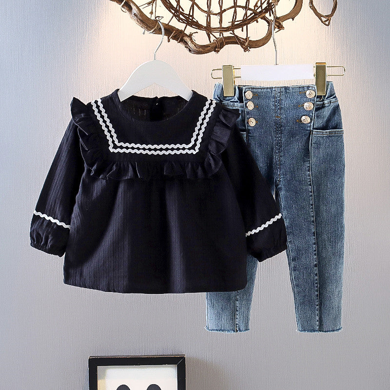 Girls Spring And Autumn Clothes Jeans Girls New Style GO buy