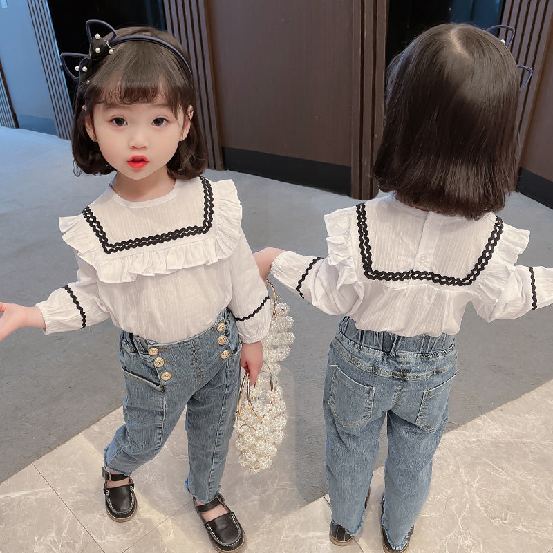Girls Spring And Autumn Clothes Jeans Girls New Style GO buy