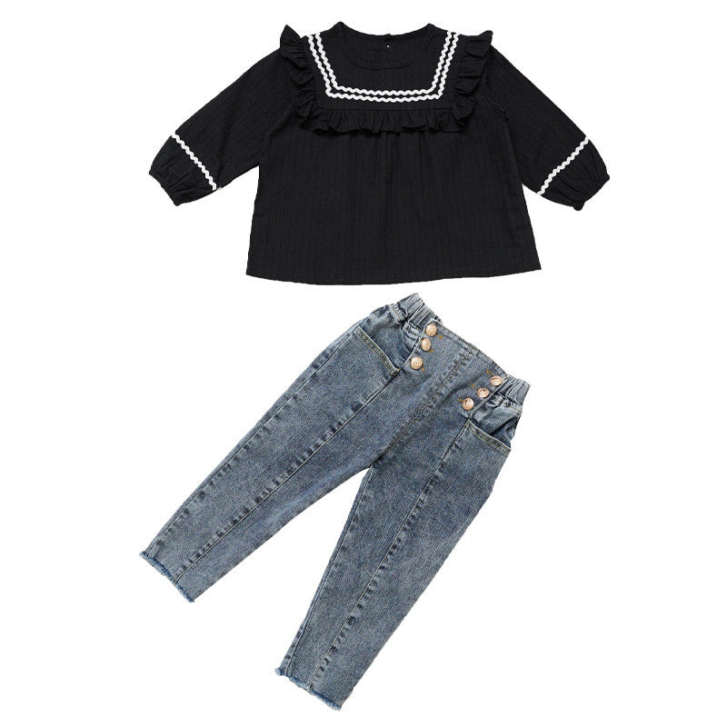 Girls Spring And Autumn Clothes Jeans Girls New Style GO buy