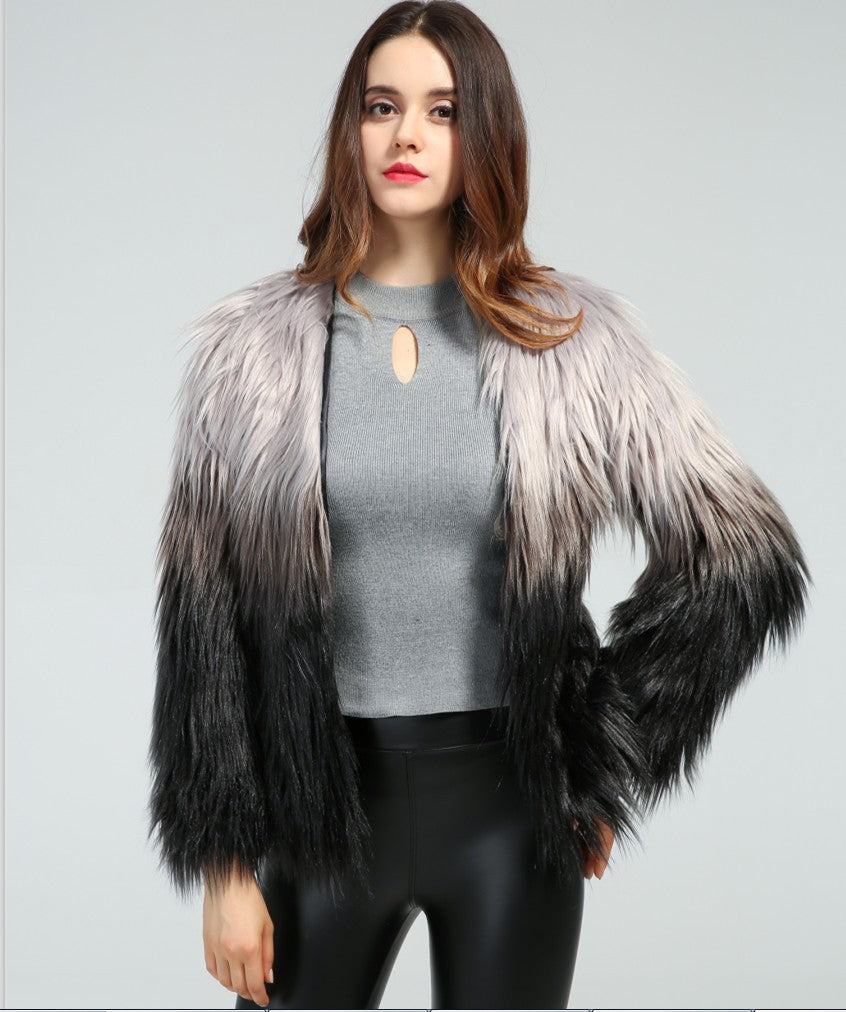 New Autumn And Winter Ladies Imitation Fur Coat Long Sleeves GO buy