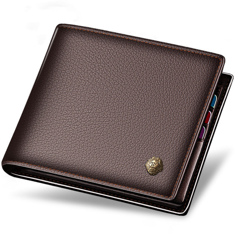 Horizontal First Layer Cowhide Business Zipper Wallet GO Buy
