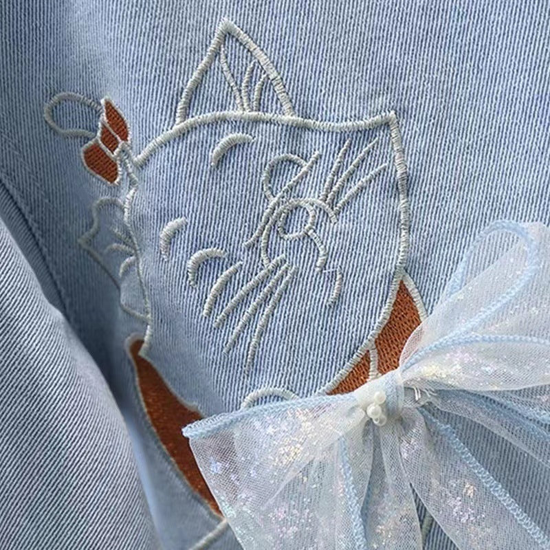 Single Breasted Long Sleeve Denim Cardigan Women GO buy