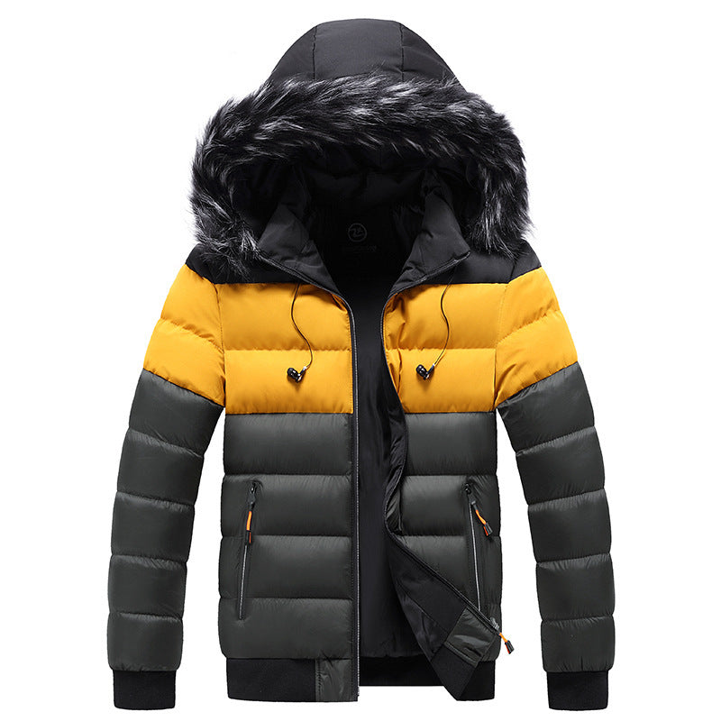 Trendy short padded coat with thick fur collar GO buy