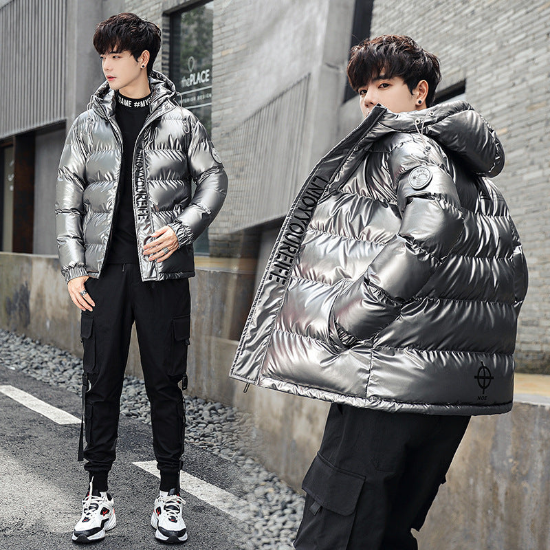 Winter New Bright Surface Cotton-padded Clothes Couple's Fashion Brand Bread Coat Cotton-padded Clothes GO Buy