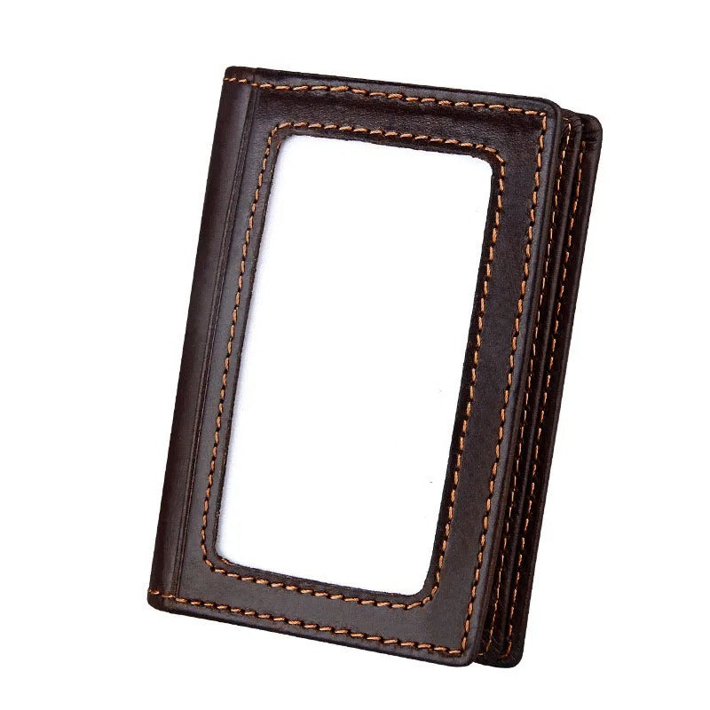 Leather Anti-magnetic RFID Anti-theft Swiping Change Document Package Card Holder GO Buy