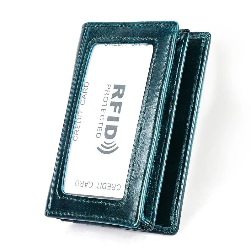 Leather Anti-magnetic RFID Anti-theft Swiping Change Document Package Card Holder GO Buy