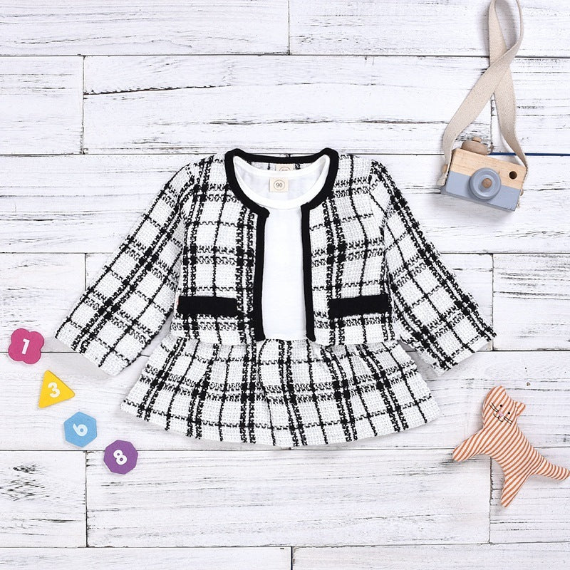 Long-sleeved Dresses Two-piece Children's Baby Small Incense Wind Suit GO buy