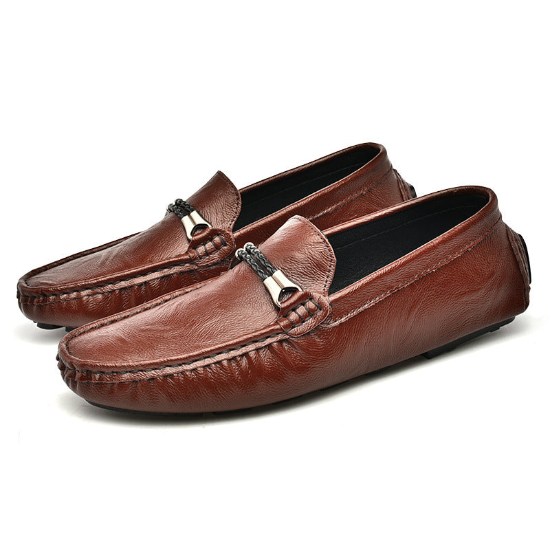 Plus Size Cowhide Casual Shoes Men's British One Pedal Loafers Gobuy Fashion