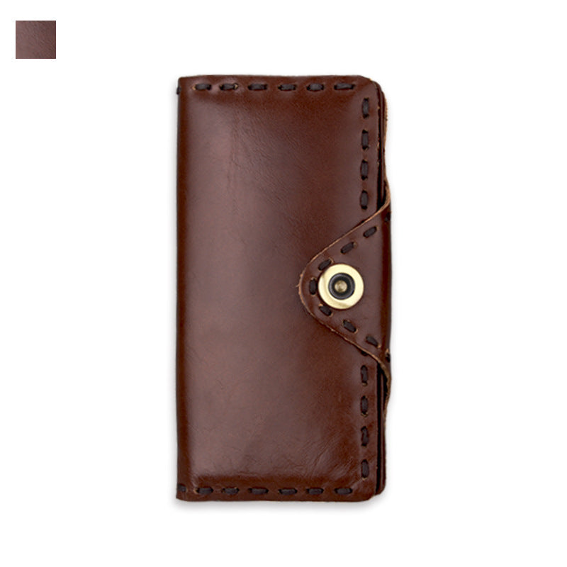 Vintage Men's Long Oily Leather First Layer Cowhide Wallet GO Buy