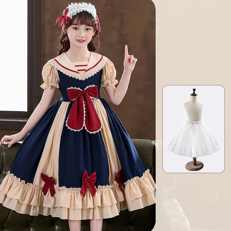 Girls Dress Pleated Bow Lolita Princess Dress GO buy