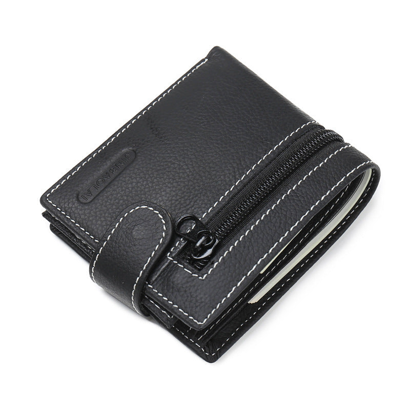 Men's leather wallet with zipper and buckle GO Buy