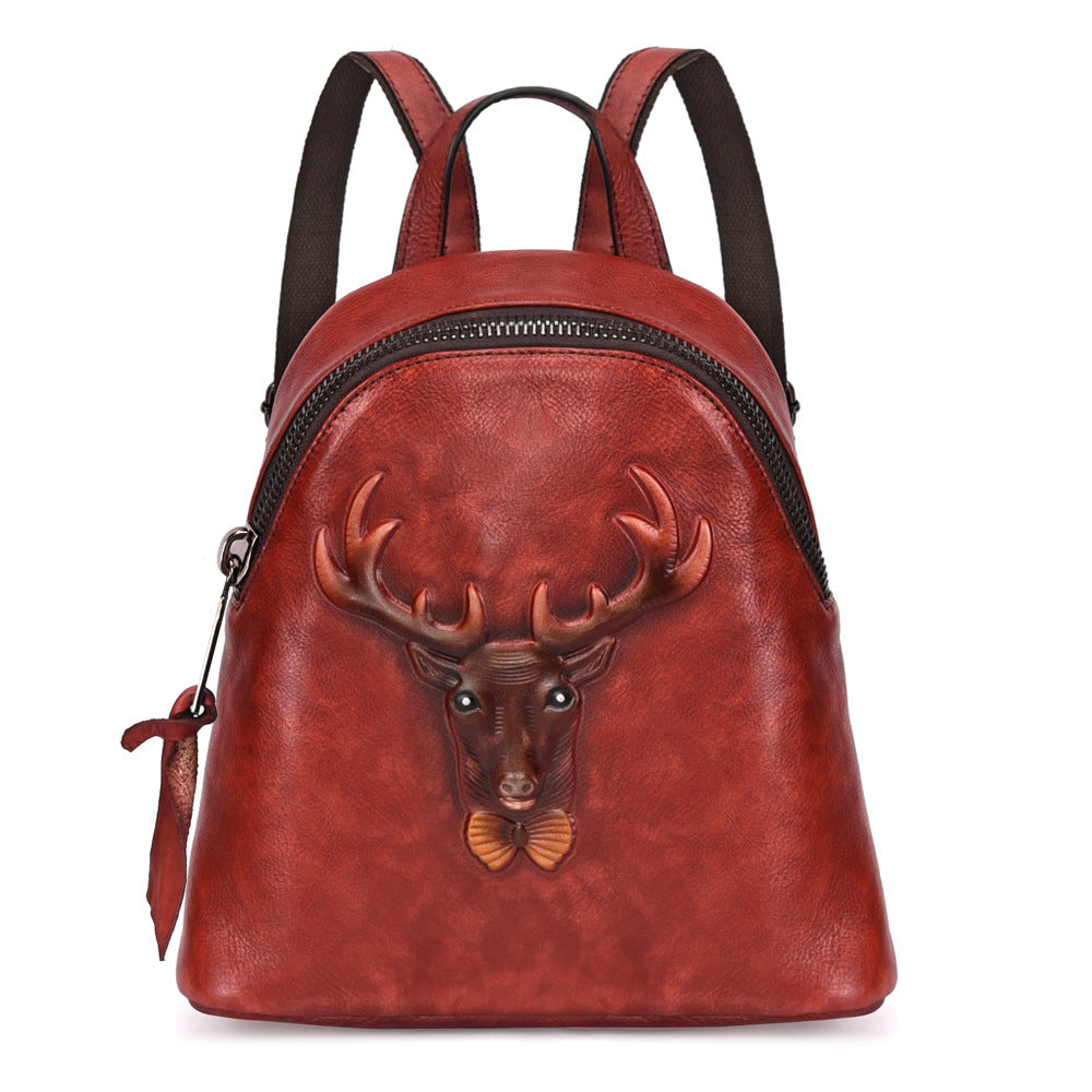 New Style Tree Skin care lotion Leather Retro Double Shoulder Bag Head Layer Cowhide Backpack Male Hand Rubbed Color Leather Casual School Bag Female GO Buy
