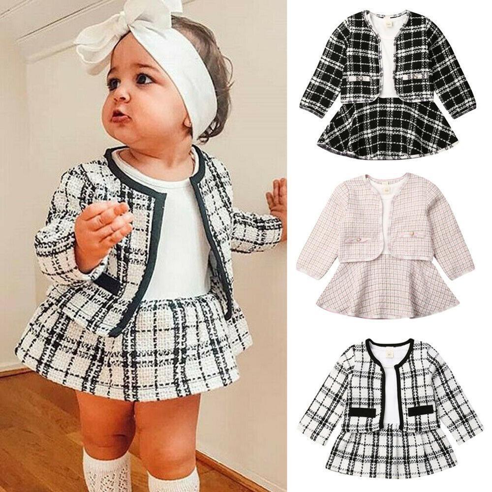 Long-sleeved Dresses Two-piece Children's Baby Small Incense Wind Suit GO buy