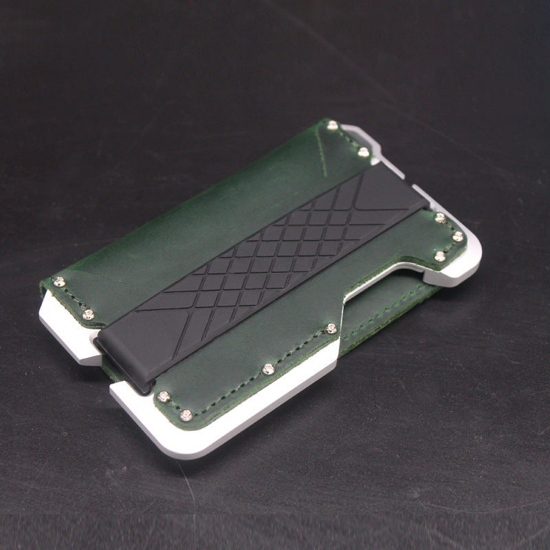 Leather Card Holder Anti-magnetic Metal Aluminum Alloy Wallet GO Buy