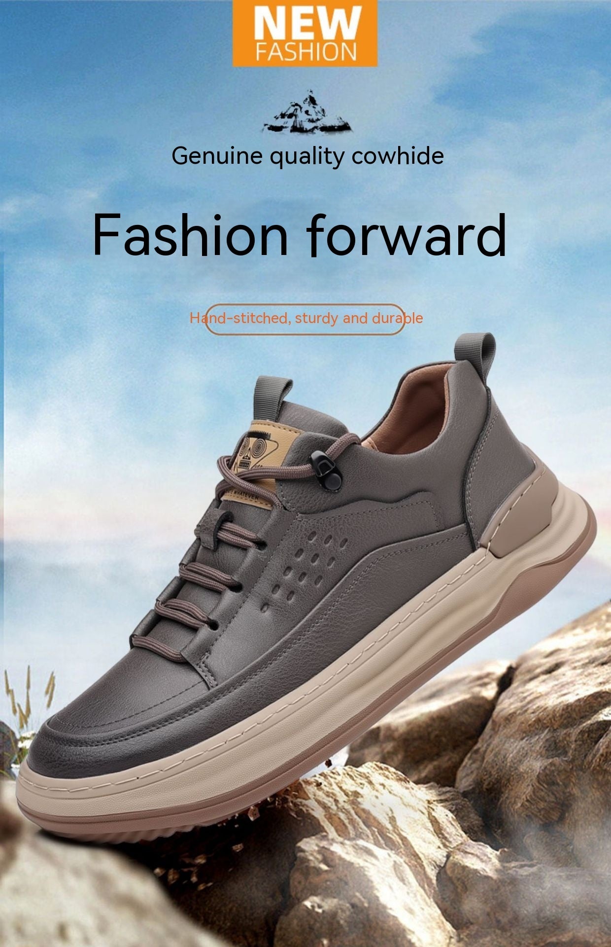 Autumn New Men's Leather Breathable Soft Sole Sneakers GO Buy