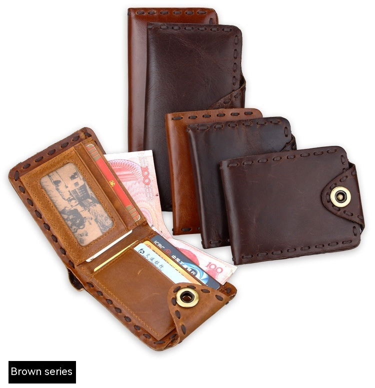 Vintage Men's Long Oily Leather First Layer Cowhide Wallet GO Buy