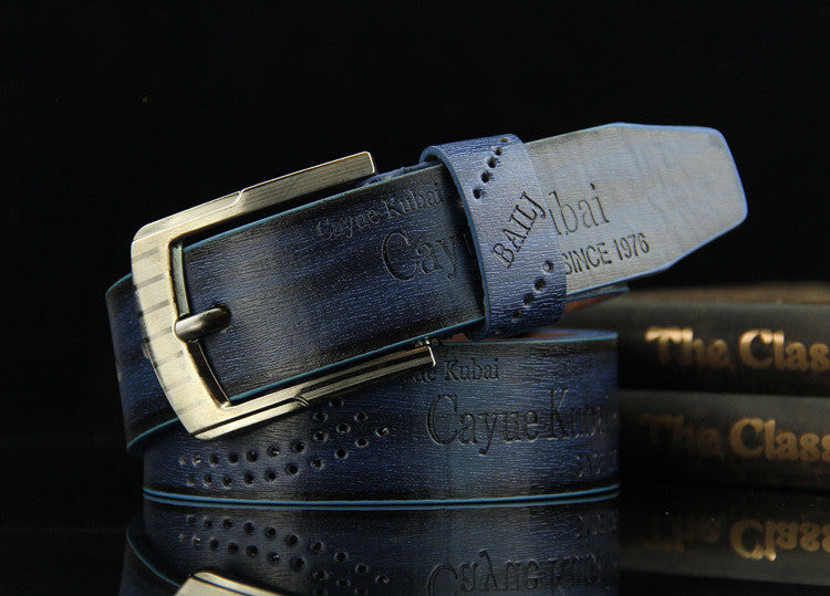 Pin buckle belt men's belt retro hollow casual belt GO Buy