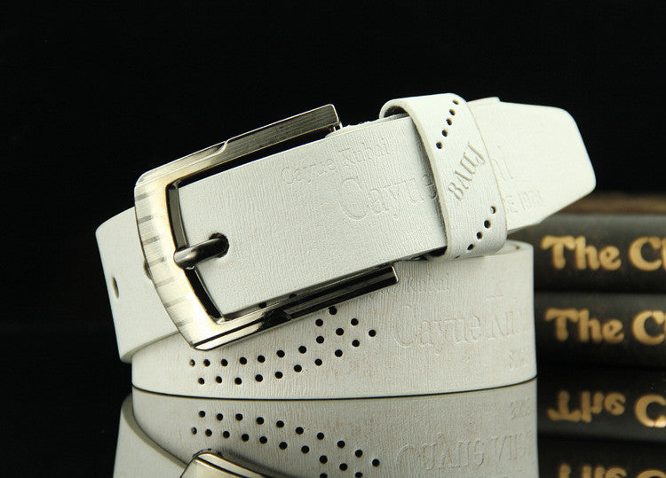 Pin buckle belt men's belt retro hollow casual belt GO Buy