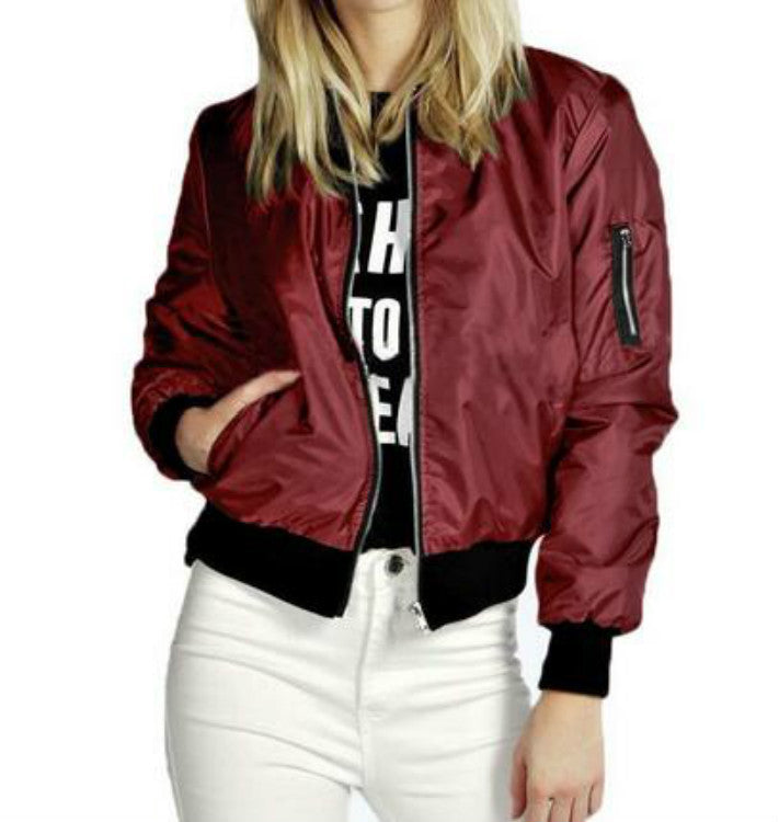 Solid Color Short Fashion Zip Jacket GO buy