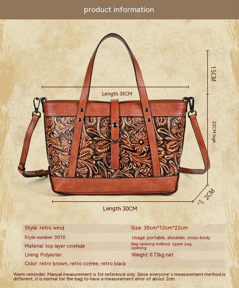 First Layer Cowhide Skeleton-skin Hand Carved Bag GO Buy