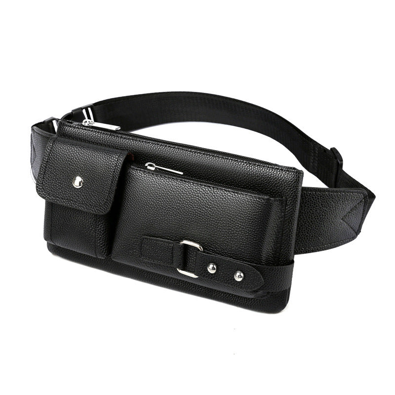Men's Belt Bag Classic Solid Color PU Leather Waist Bag Outdoor Leisure Travel Fanny Pack Purse GO Buy