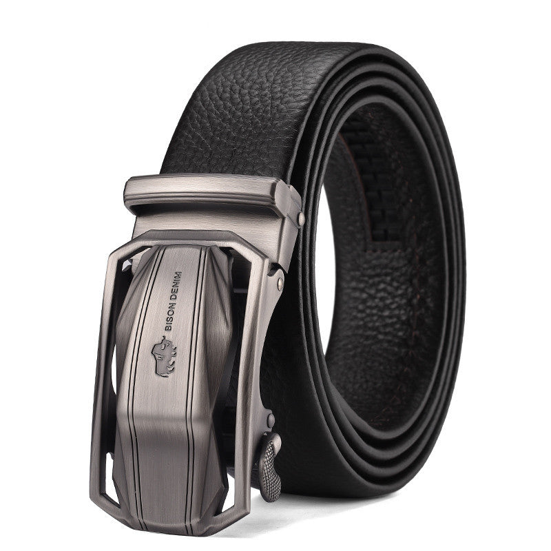 Men's Leather Belt Business Automatic Buckle Belt GO Buy