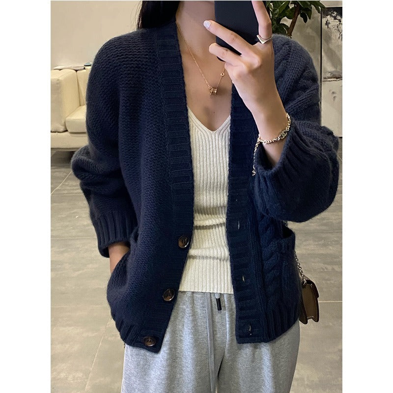 Women's Cashmere Twist Knit Sweater Jacket GO buy