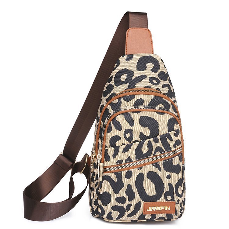 Leopard Print Sling Chest Bag With Headphone Jack Crossbody Backpack Shoulder Bag Women GO Buy
