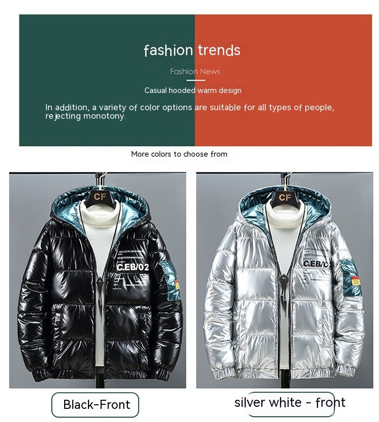 Winter Down Thick Bright Leather Cotton-padded Jacket GO buy