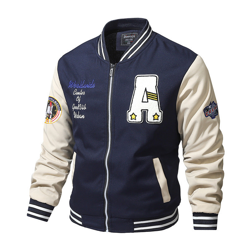 Retro Baseball Uniform Men's Thickened Loose Casual Jacket GO buy