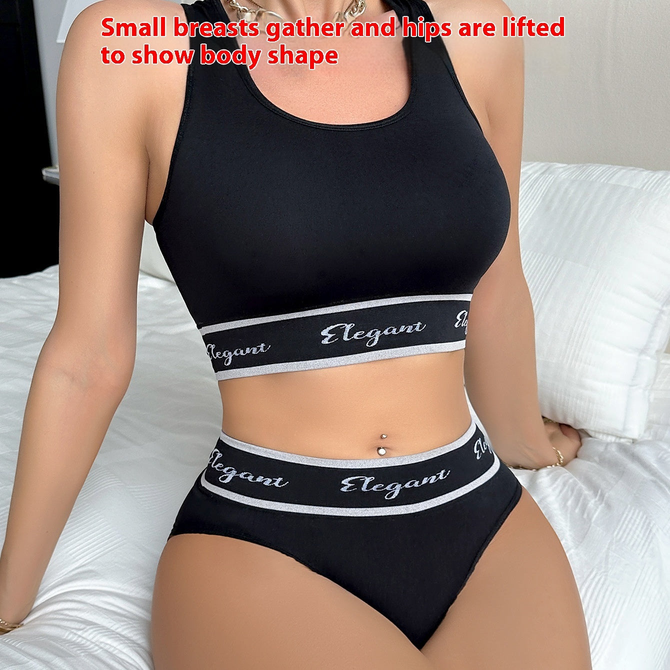 Cross-border Underwear Suit Push Up Breast Holding Top Support Full Cup Sport Letters Bra GO buy