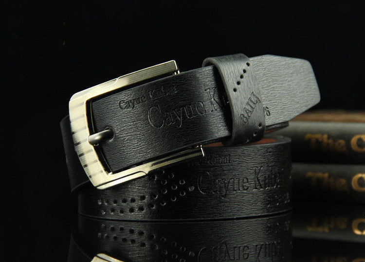 Pin buckle belt men's belt retro hollow casual belt GO Buy