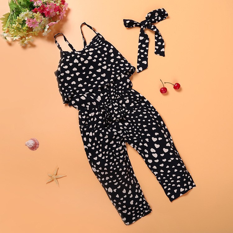 Fashion Summer Kids Girls Clothing Sets Cotton Sleeveless Polka Dot Strap Girls Jumpsuit Clothes Sets Outfits Children Suits GO buy