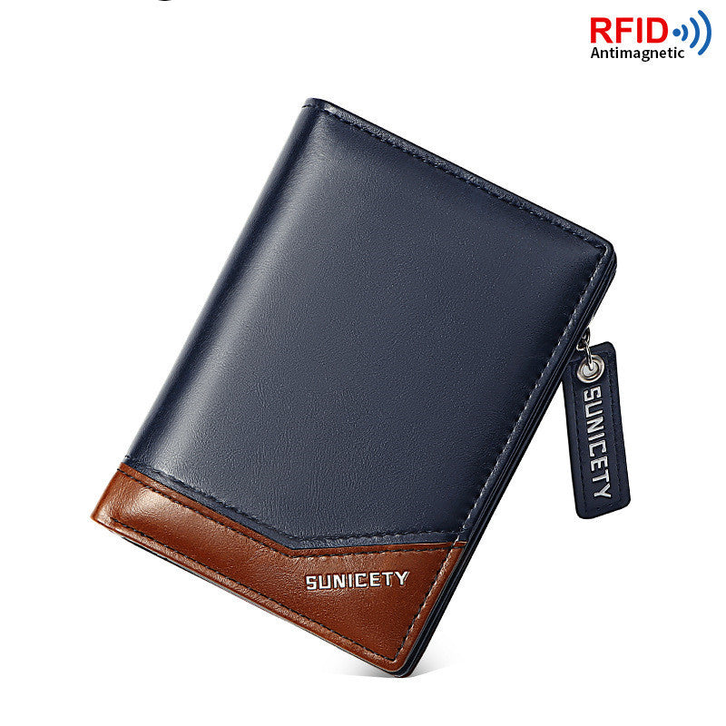 PU Leather Multifunctional Zipper Short Men's Wallet GO Buy