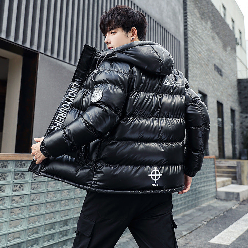 Winter New Bright Surface Cotton-padded Clothes Couple's Fashion Brand Bread Coat Cotton-padded Clothes GO Buy