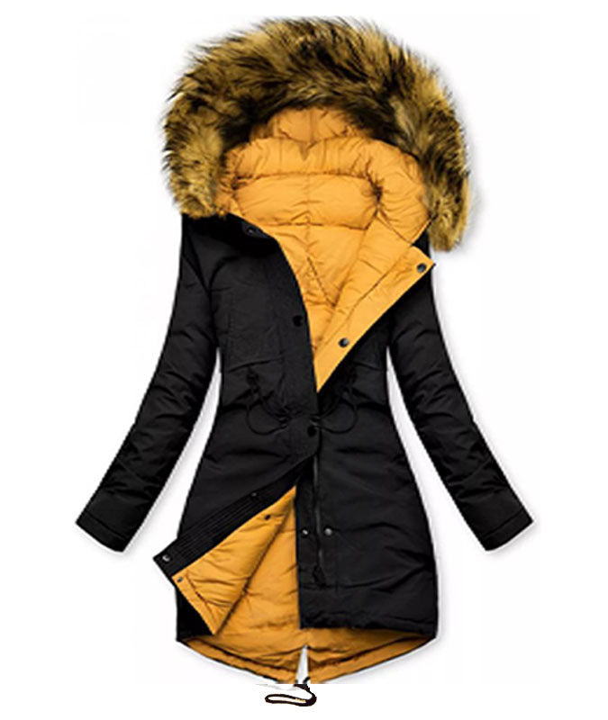 Women's Hooded Fur Collar Cotton-padded Coat Warm Winter Thick Coat GO buy