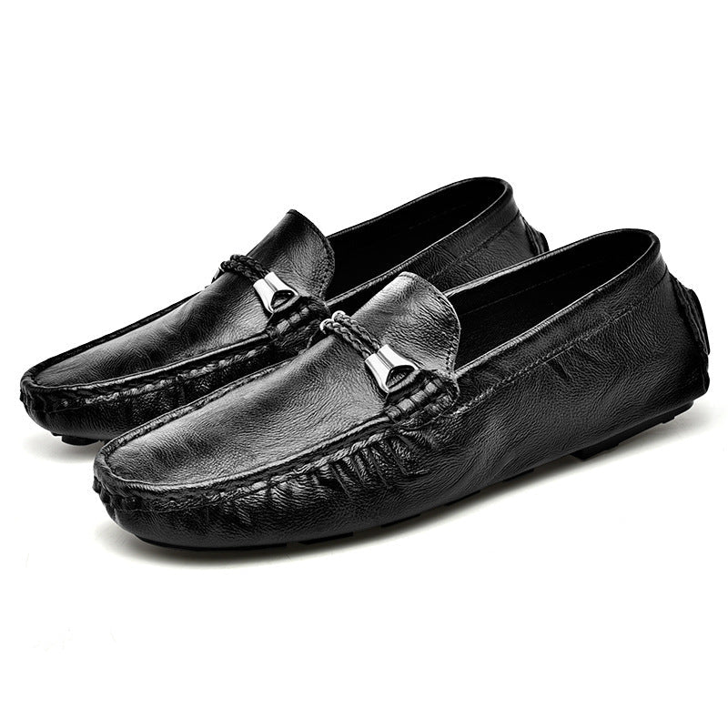 Plus Size Cowhide Casual Shoes Men's British One Pedal Loafers Gobuy Fashion