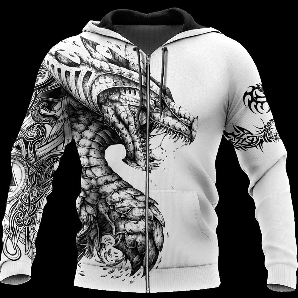 Printed Sports Casual Pullover Zipper Sweater GO buy