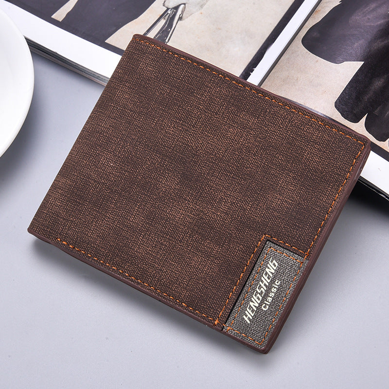 Men's Short Casual Canvas Pattern Thin Wallet GO Buy