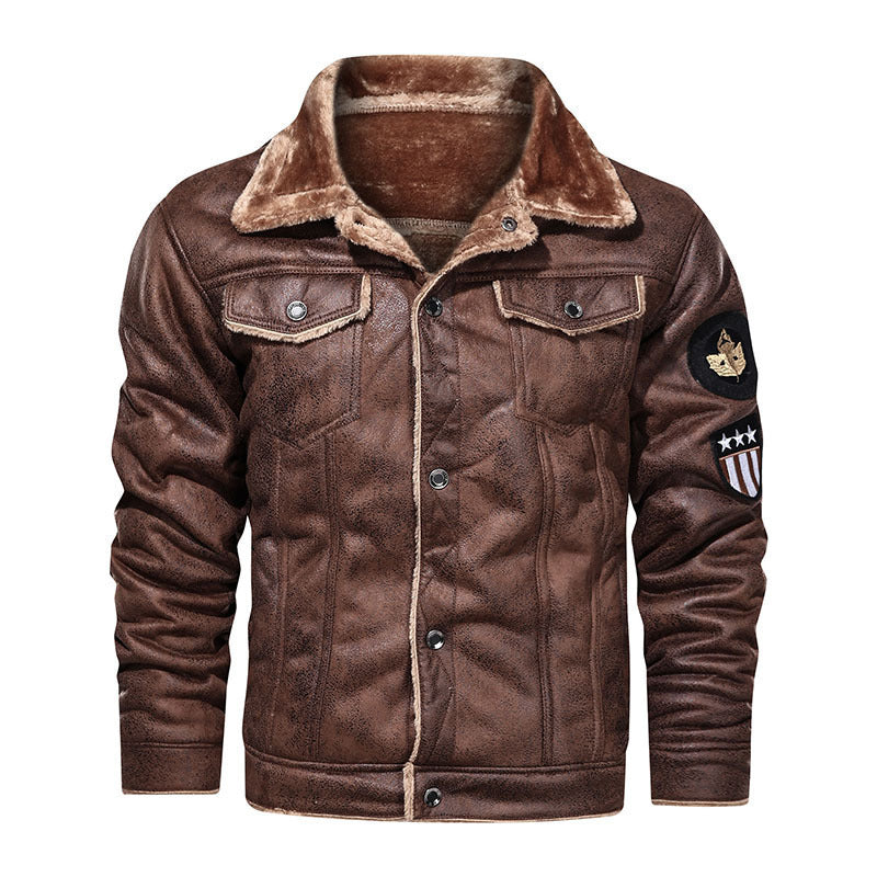 Men's Lapel Deerskin Plus Velvet Thick Fur Coat GO Buy