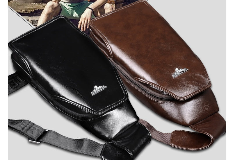 Men's Fashion Crossbody Bag Theftproof Leather Business Sling Bags Male Casual Chest Bags Shoulder Bags Chest Waist Pack GO Buy