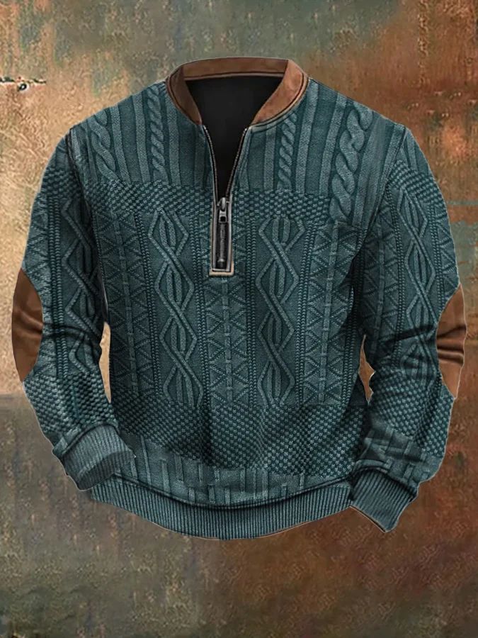 Autumn And Winter Printed Half Zipper Sweater With Buckle Gobuy Fashion