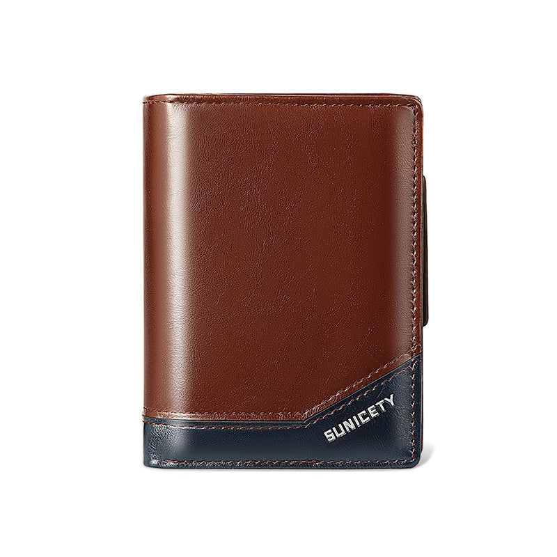 PU Leather Multifunctional Zipper Short Men's Wallet GO Buy