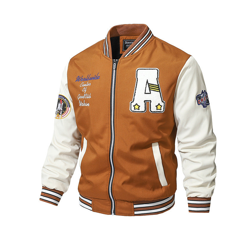 Retro Baseball Uniform Men's Thickened Loose Casual Jacket GO buy