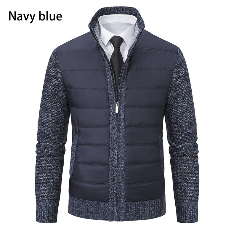 Stand Collar Fleece-lined Thickened Men's Coat GO buy