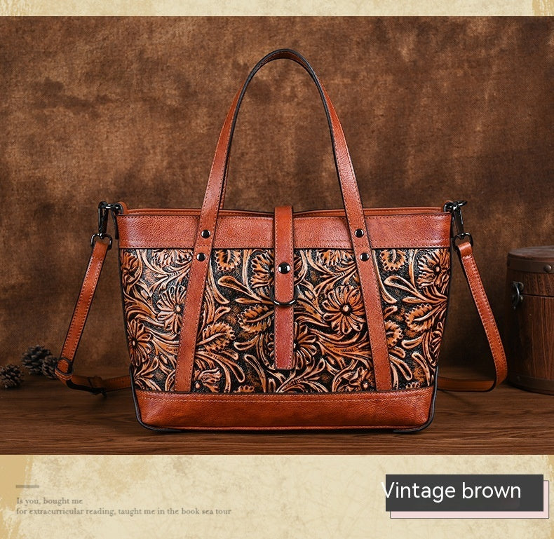 First Layer Cowhide Skeleton-skin Hand Carved Bag GO Buy