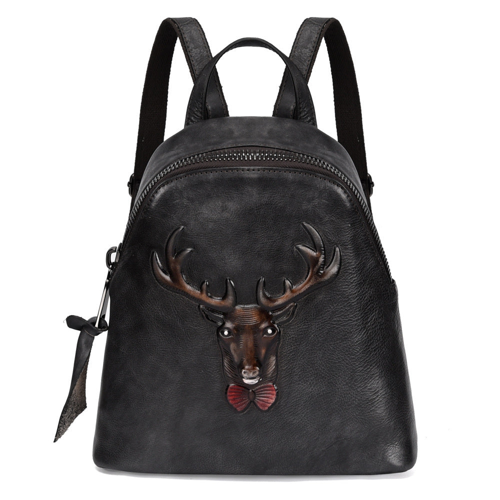 New Style Tree Skin care lotion Leather Retro Double Shoulder Bag Head Layer Cowhide Backpack Male Hand Rubbed Color Leather Casual School Bag Female GO Buy