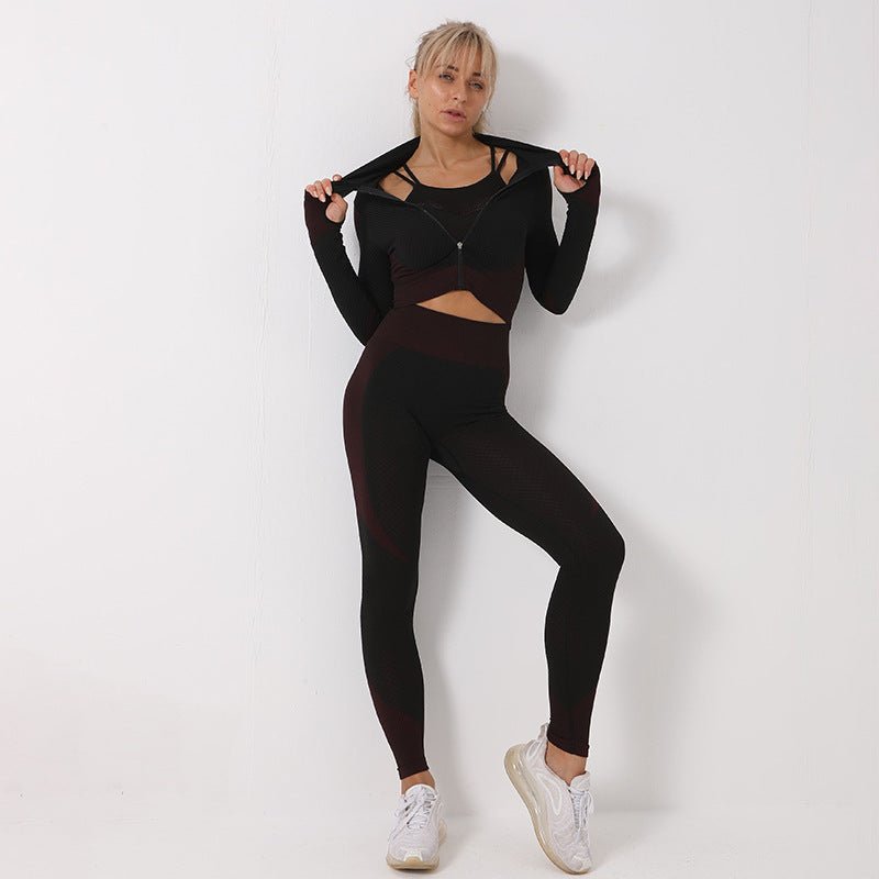 3PCS Yoga Set Seamless Sport Set Women Gym Clothing Leggings Women Crop Top Sports Bra Women Fitness Gym Set Womens Outfits Tracksuit - Go Buy