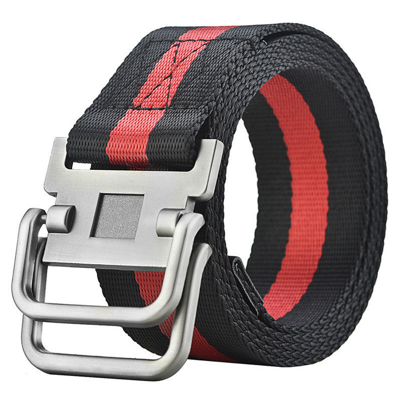 Men's Military Training Belt With Double Buckle Canvas GO Buy